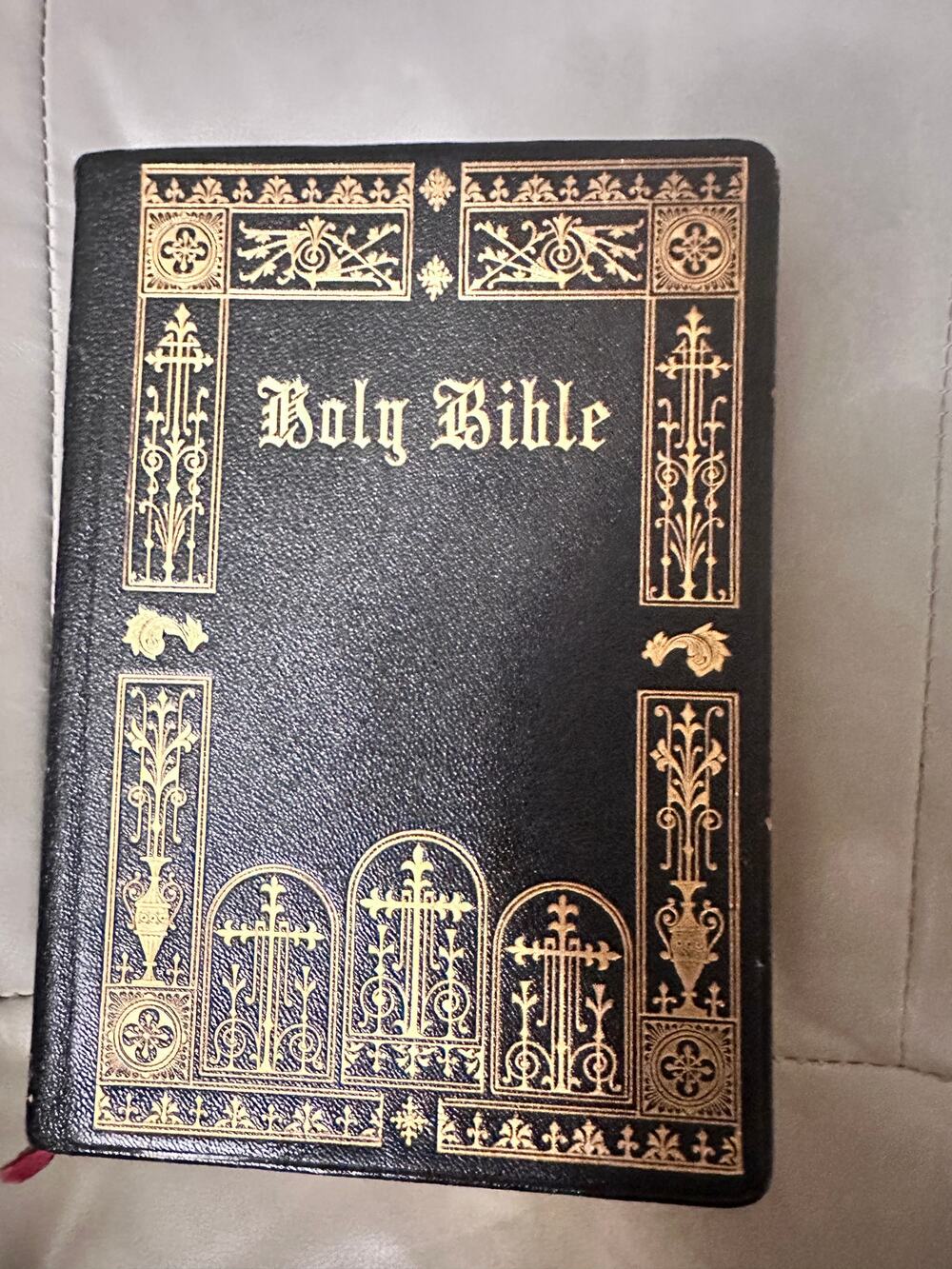 1960 Black and Gold Leather Vintage Holy Bible